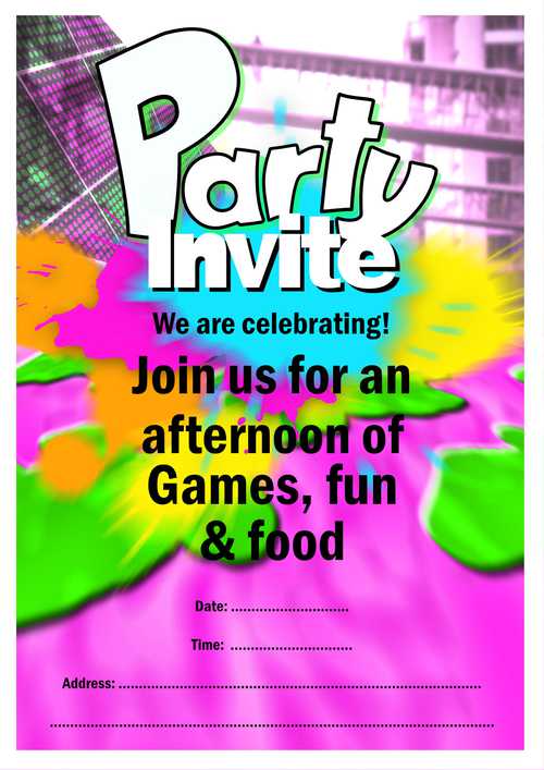 A Customizable Party Invitation Splatoon Styled Template and Downloadable and Printable with Editable Fields