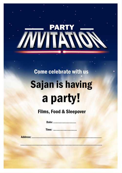 A Customizable Party Invitation Starwars Styled Template and Downloadable and Printable with Editable Fields