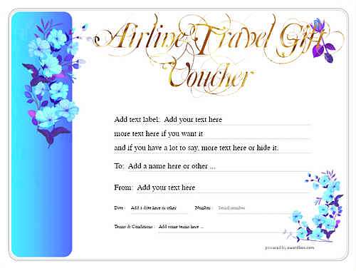 airline gift certificate style8 blue template image-332 downloadable and printable with editable fields