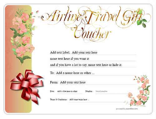 airline gift certificate style8 red template image-329 downloadable and printable with editable fields