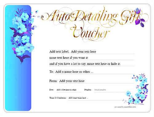 auto detailing  gift certificate style8 blue template image-202 downloadable and printable with editable fields