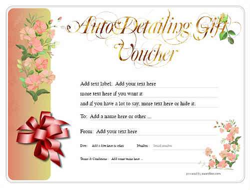 auto detailing  gift certificate style8 red template image-199 downloadable and printable with editable fields