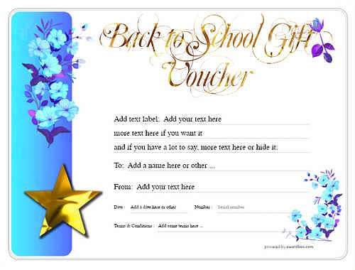 back toschool  gift certificate style8 blue template image-124 downloadable and printable with editable fields
