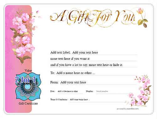 business gift certificate style8 pink template image-460 downloadable and printable with editable fields