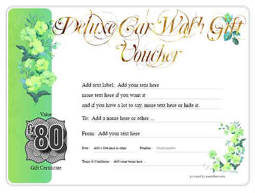 car wash gift certificate style8 green template image-227 downloadable and printable with editable fields