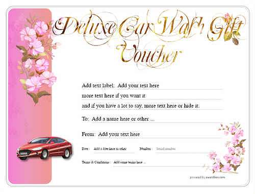 car wash gift certificate style8 pink template image-226 downloadable and printable with editable fields