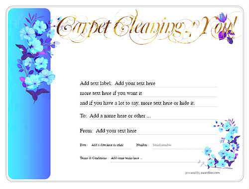 carpet cleaning  gift certificate style8 blue template image-670 downloadable and printable with editable fields
