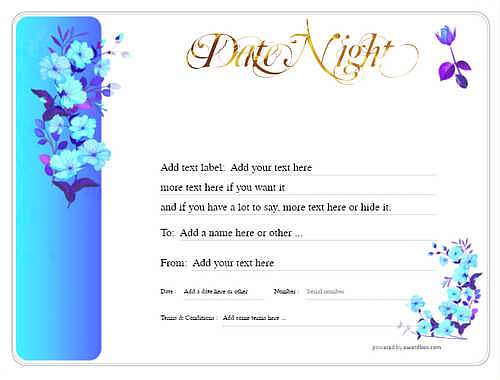 date night gift certificate style8 blue template image-644 downloadable and printable with editable fields