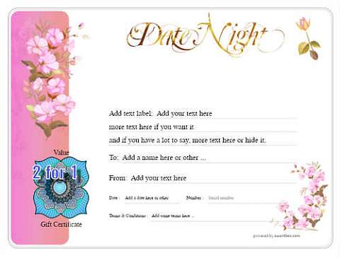 date night gift certificate templates