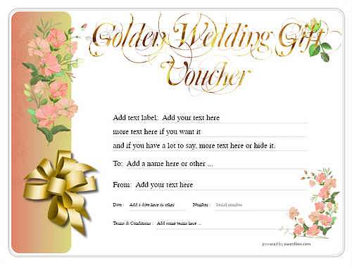 golden wedding anniversary gift certificate style8 red template image-147 downloadable and printable with editable fields