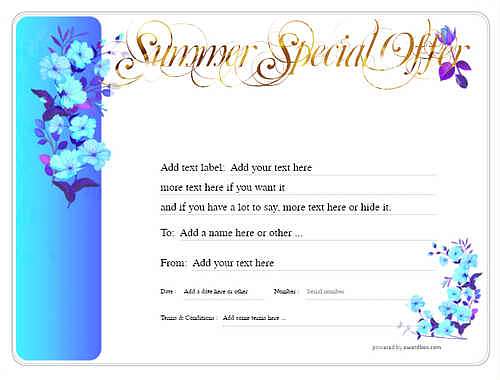 lawn care gift certificate style8 blue template image-722 downloadable and printable with editable fields