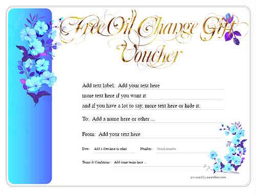 oil change gift certificate style8 blue template image-254 downloadable and printable with editable fields