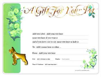 pet grooming gift certificate templates