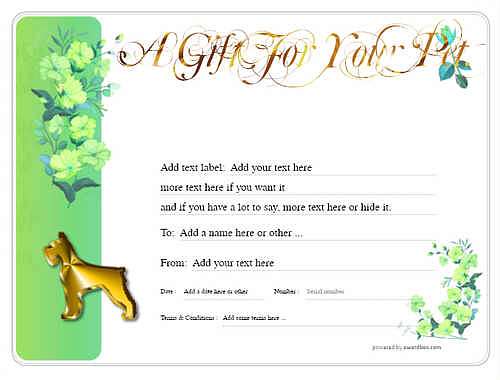 pet grooming gift certificate style8 green template image-487 downloadable and printable with editable fields