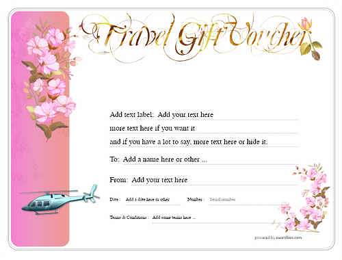 travel gift certificate style8 pink template image-304 downloadable and printable with editable fields