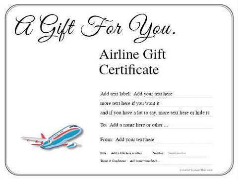 airline gift certificate templates