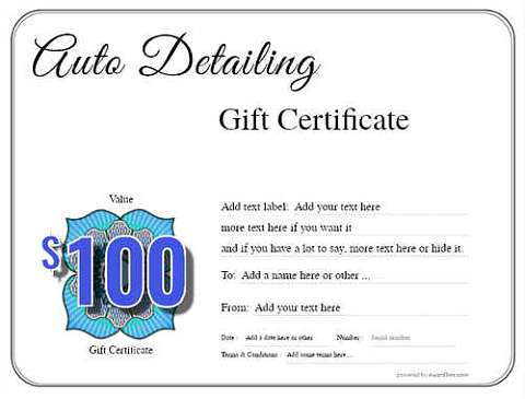 auto detailing gift certificate templates