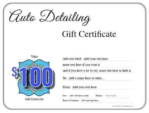 auto detailing  gift certificate style1 default template image-183 downloadable and printable with editable fields