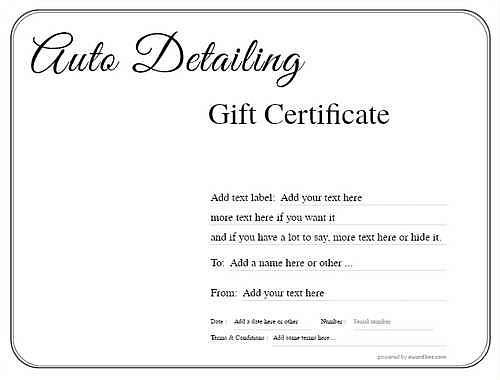 auto detailing  gift certificate style1 default template image-184 downloadable and printable with editable fields