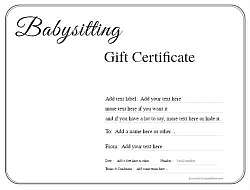 babysitting gift certificate templates