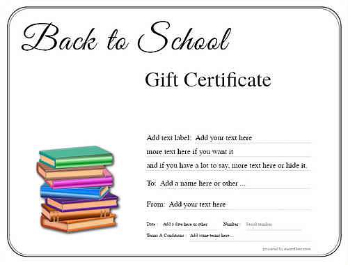 back toschool  gift certificate style1 default template image-105 downloadable and printable with editable fields