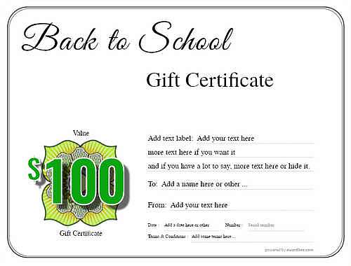 back toschool  gift certificate style1 default template image-107 downloadable and printable with editable fields