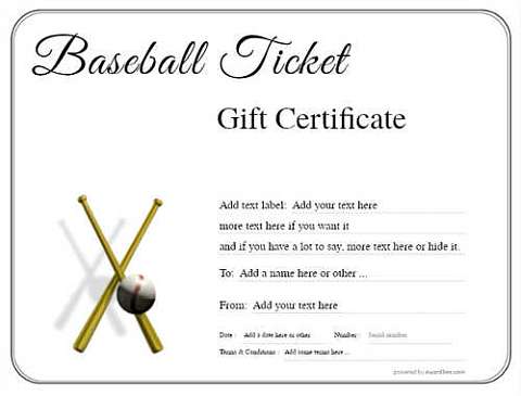 baseball ticket gift certificate templates