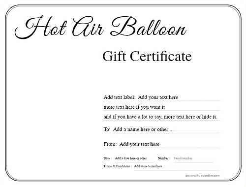 Hot air balloon gift certificate style1 default template image-392 downloadable and printable with editable fields