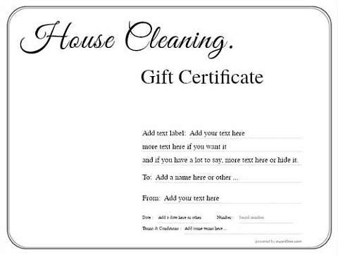 house cleaning gift certificate templates