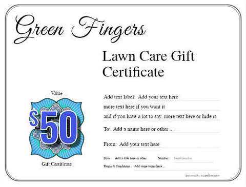 lawn care gift certificate templates
