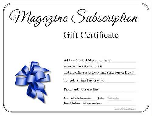 magazine subscription gift certificate style1 default template image-729 downloadable and printable with editable fields