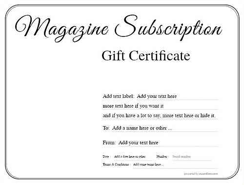magazine subscription gift certificate style1 default template image-730 downloadable and printable with editable fields