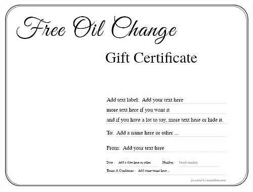 oil change gift certificate style1 default template image-236 downloadable and printable with editable fields