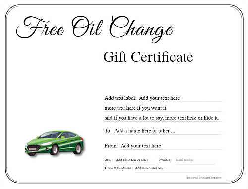 oil change gift certificate style1 default template image-237 downloadable and printable with editable fields
