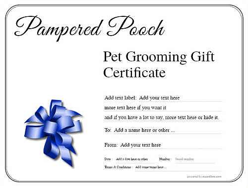 pet grooming gift certificate style1 default template image-469 downloadable and printable with editable fields