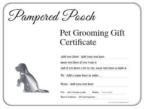 pet grooming gift certificate style1 default template image-470 downloadable and printable with editable fields