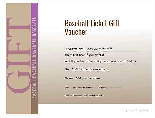 baseball ticket gift certificate style3 brown template image-525 downloadable and printable with editable fields