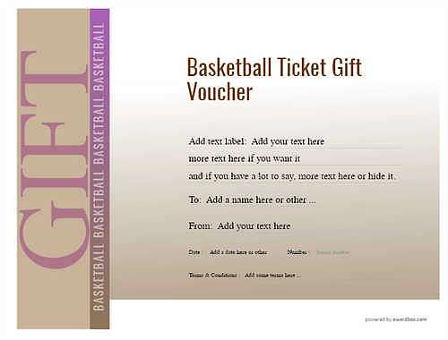 basketball ticket gift certificate style3 brown template image-551 downloadable and printable with editable fields