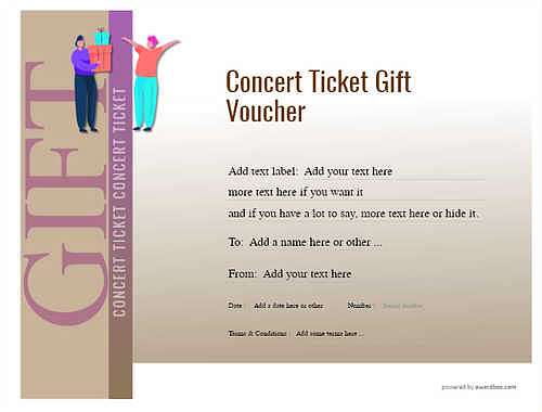 concert ticket gift certificate style3 brown template image-577 downloadable and printable with editable fields