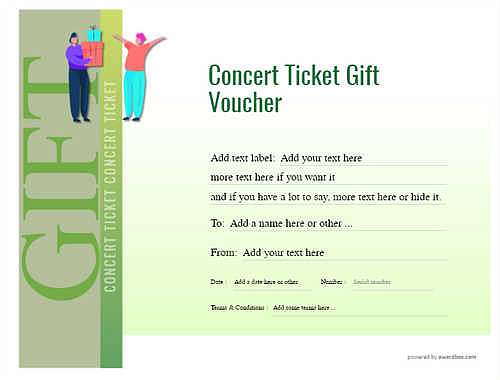 concert ticket gift certificate style3 green template image-576 downloadable and printable with editable fields