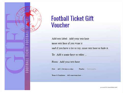 football ticket  gift certificate style3 blue template image-604 downloadable and printable with editable fields