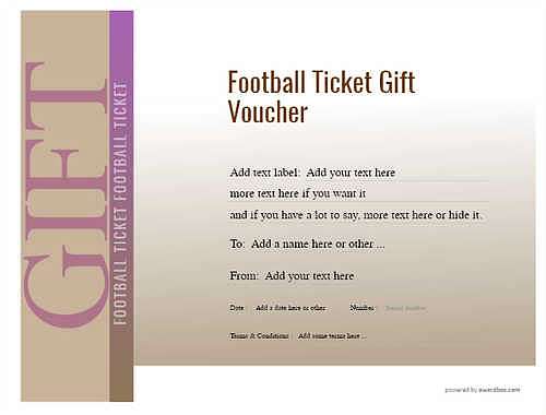 football ticket  gift certificate style3 brown template image-603 downloadable and printable with editable fields