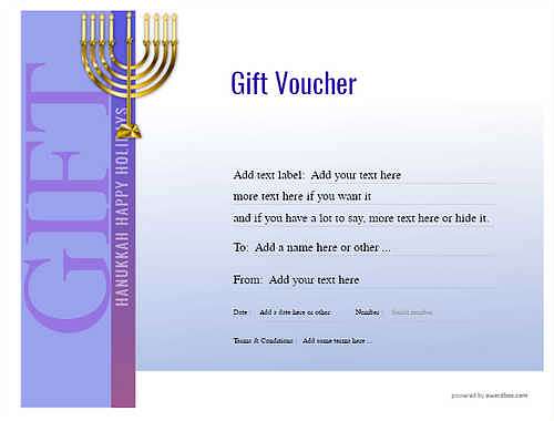hanukkah   gift certificate style3 blue template image-162 downloadable and printable with editable fields