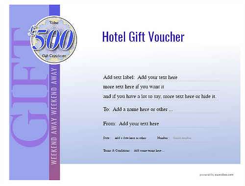 hotel gift certificate style3 blue template image-370 downloadable and printable with editable fields