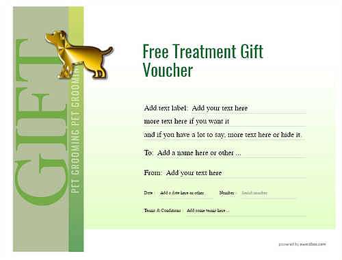 pet grooming gift certificate style3 green template image-472 downloadable and printable with editable fields