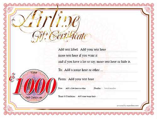 airline gift certificate style4 red template image-319 downloadable and printable with editable fields