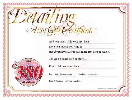 auto detailing  gift certificate style4 red template image-189 downloadable and printable with editable fields