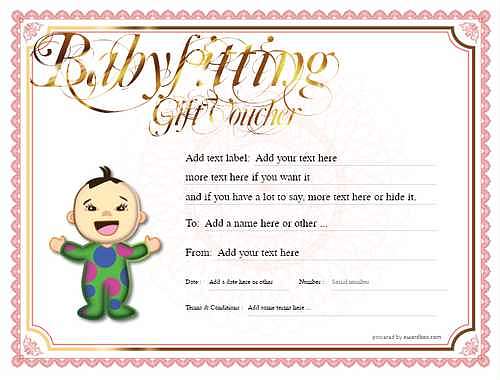 babysitting gift certificate style4 red template image-501 downloadable and printable with editable fields
