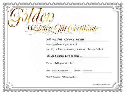 golden wedding anniversary gift certificate style4 default template image-138 downloadable and printable with editable fields