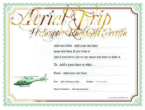 helicopter ride gift certificate style4 green template image-425 downloadable and printable with editable fields